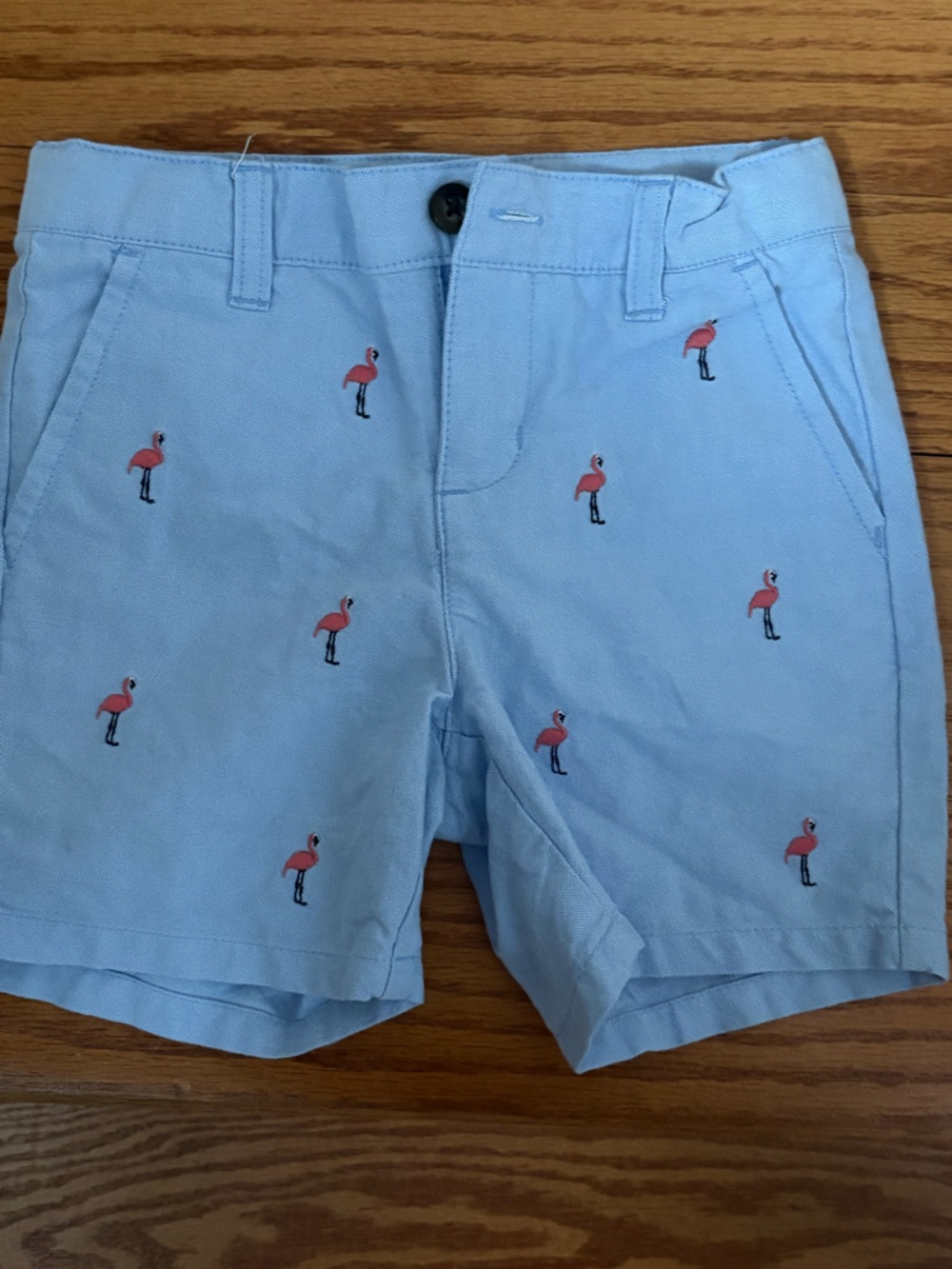 Janie and Jack Flamingo Oxford Short in Powder Blue - Picture 2 of 5